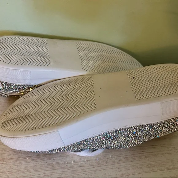 Betsey Johnson Gold and Silver Rhinestone Sneakers - Picture 2 of 4